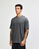 A unisex heavyweight cotton t-shirt in a slate grey colour, featuring a relaxed fit and a logo.