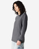 A grey long sleeve T-shirt with a relaxed fit, featuring a branding logo.