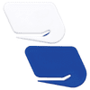 A set of two letter openers in white and blue, featuring a sleek design with a metallic cutting edge.