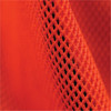 A close-up of textured orange fabric, featuring a fine, mesh pattern. The material has a soft, breathable quality.
