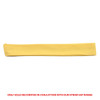 A yellow cotton hatband with a simple design and a logo, suitable for straw hats.