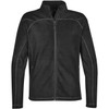 A men's polar fleece jacket in black, featuring a zip front and two side pockets. It has a logo on the chest.