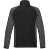 A black and grey men's microfleece jumper, featuring a high collar and a smooth finish. It has a logo on the back.
