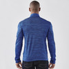 A men's blue base thermal 1/4 zip jumper with a textured pattern, featuring a branded logo.