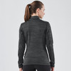 A women's black thermal 1/4 zip jumper with a textured design, featuring a high collar and fitted sleeves.