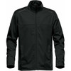 A men's lightweight softshell jacket in dark green with a high collar and two side pockets, featuring a logo.