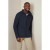 A dark navy men's active fleece jacket with a zip front, featuring a stand-up collar and a fitted design.