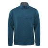 A teal thermal 1/4 zip pullover with a diamond quilted texture and a chest pocket, featuring a logo.
