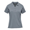 A short sleeve polo shirt in a grey hue featuring a classic collar and a logo.
