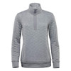 A grey women's thermal 1/4 zip pullover with a collar and ribbed hem, featuring a logo.