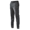 Men's fleece jogger pants in a dark grey colour with pockets and a waistband. Features branding on the fabric.