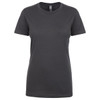 A women's boyfriend tee in a dark grey colour, featuring a round neckline and short sleeves. It has a logo on the label.