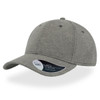 A grey cap with a mid visor and a logo on the side, featuring a structured design.