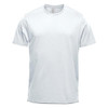 A light grey short sleeve tee with a round neck, featuring a simple design and a logo.