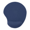 A navy gel mouse pad with a wrist rest, featuring a smooth surface and ergonomic design.