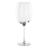 A clear, elegant wine glass with a wide bowl and long stem, suitable for serving various wines.