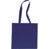 A navy blue tote bag with long handles and a plain design, featuring a logo.