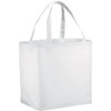A white non-woven shopper tote bag with two handles, featuring a simple design and ample storage space.
