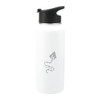 A drink bottle kit featuring a white vacuum bottle with a black lid and a logo. Ideal for keeping beverages hot or cold.