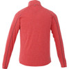 A red knit quarter zip jumper for men, featuring long sleeves and a collar. Includes a branding logo.
