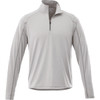 A light grey quarter zip jumper for men, featuring long sleeves and a subtle logo.