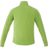 A green knit quarter zip jumper featuring a high collar and reflective detailing on the seams. It has branding on it.