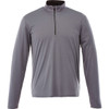 A grey quarter zip track jacket for men featuring long sleeves and a stylish collar. Branding is present.