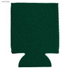 A dark green neoprene stubby cooler with a textured finish and a bottom cut-out. It features a logo or branding.