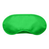 A green sleep eye mask with a smooth surface and contoured shape. It features a logo on one side.