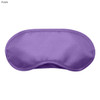 A purple sleep eye mask with a smooth texture, featuring a logo in one corner.