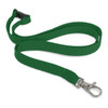A green custom printed lanyard, 12mm wide, featuring a metal clip and a plastic clasp.