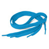 A pair of blue shoelaces with rounded ends, showcasing a smooth, textured fabric.