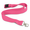 A pink bamboo lanyard with a metal clip and a black plastic buckle. It features a smooth, soft texture.