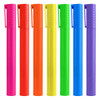 A set of jumbo highlighter pens in pink, red, orange, yellow, green, blue, and purple, featuring a textured grip and clips.