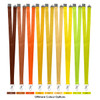 Various colours of tubular lanyards, including brown, orange, yellow, and green, displayed with clips and branding.