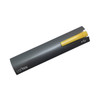 A grey USB pen with a yellow clip, featuring a logo on its side, compact and solid in design.