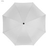 A white golf umbrella with a central handle and a simple design. It features a logo on the handle.