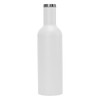 A drink bottle in a sleek, matte white finish with a stainless steel cap, featuring a logo.