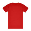 A red Block Tubular Tee featuring a plain back and a logo on the front.