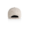 A beige cap with a nylon texture, featuring an adjustable strap and a branding logo on the back.