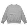 A grey jumper featuring a classic crew neck and ribbed cuffs, with a plain back design.
