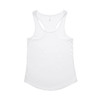 A white racerback singlet featuring a soft, smooth fabric and a subtle logo. Ideal for casual wear.