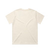 A classic beige t-shirt with short sleeves and a plain back, featuring a logo. Ideal for casual wear.