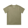 An olive green t-shirt with a classic fit, featuring a round neckline and short sleeves. It has a subtle logo.