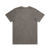 A faded olive green t-shirt with a classic crew neck and short sleeves, featuring a back view.