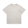 A beige heavy faded t-shirt with a classic crew neckline and short sleeves, featuring a branded label inside.