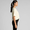 A side view of a cropped tee in pale yellow, featuring short sleeves and a relaxed fit.