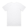 A white Staple Raglan Tee with a simple design and a plain back. The shirt features raglan sleeves and has a logo.