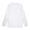 A long-sleeve, white organic t-shirt with a plain back and an unobtrusive logo.