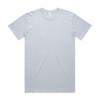 A light grey T-shirt with a round neckline and short sleeves. It features a logo on the label.